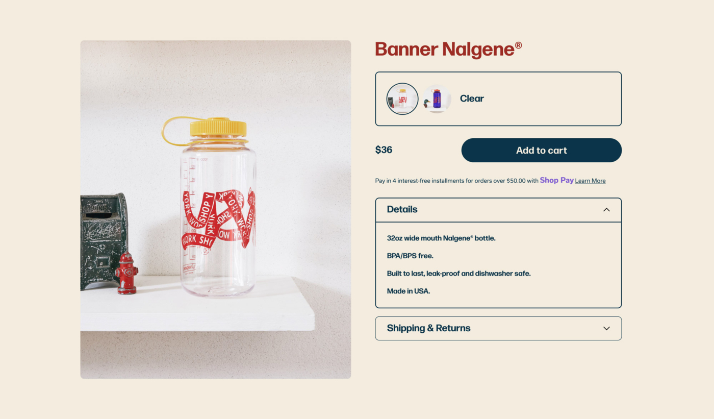 The York Work Shop website online store PDP design