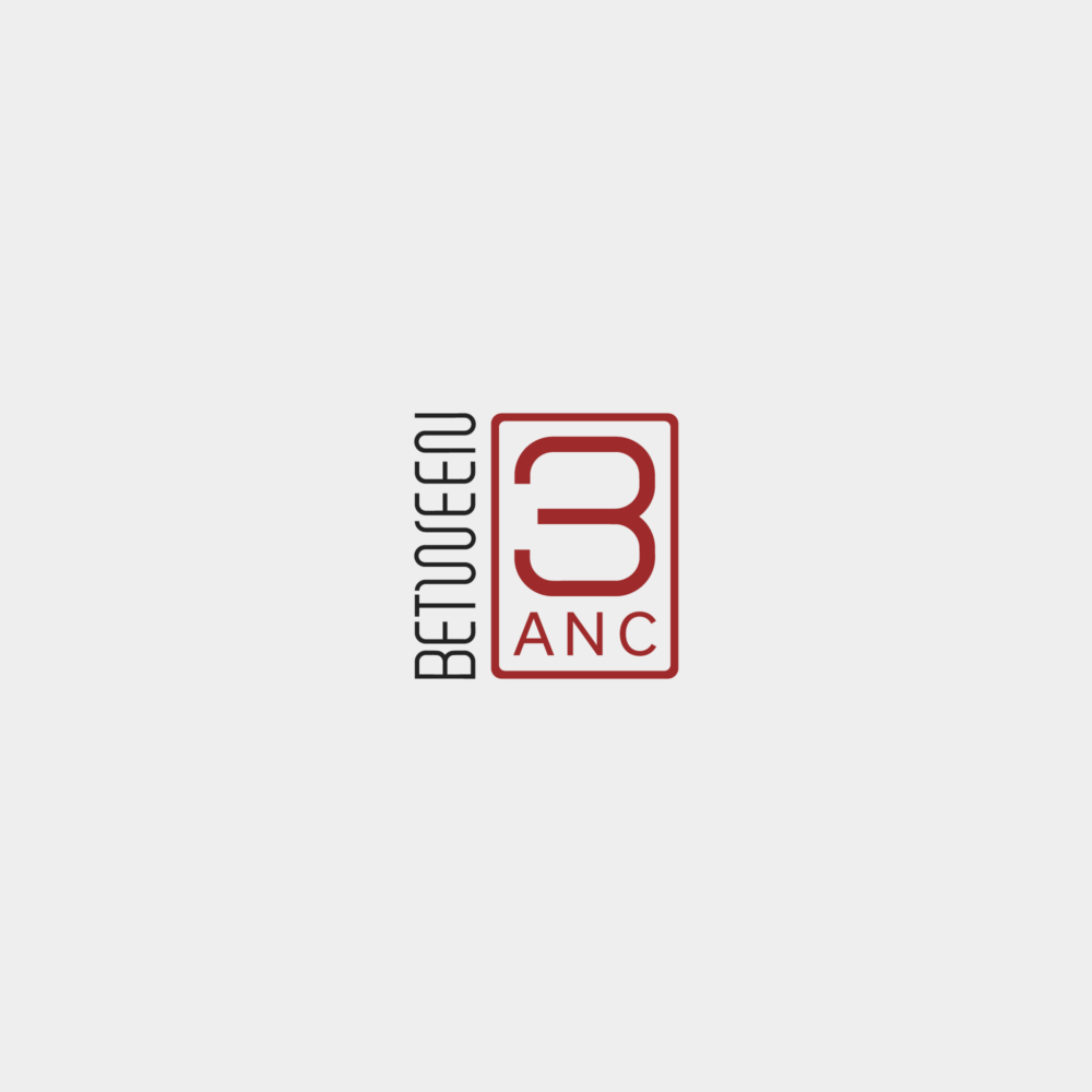 Between 3ANC alternate logo in charcoal and red on light gray