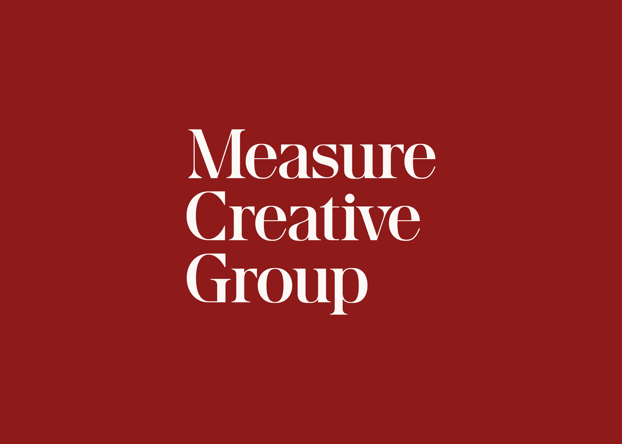 Measure Creative Group stacked wordmark logo in white on red