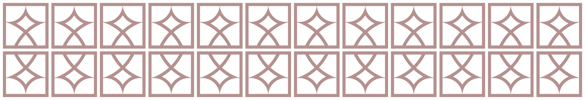 Motif border created by dozens of BLAQD brandmarks positioned next to each other in two rows.
