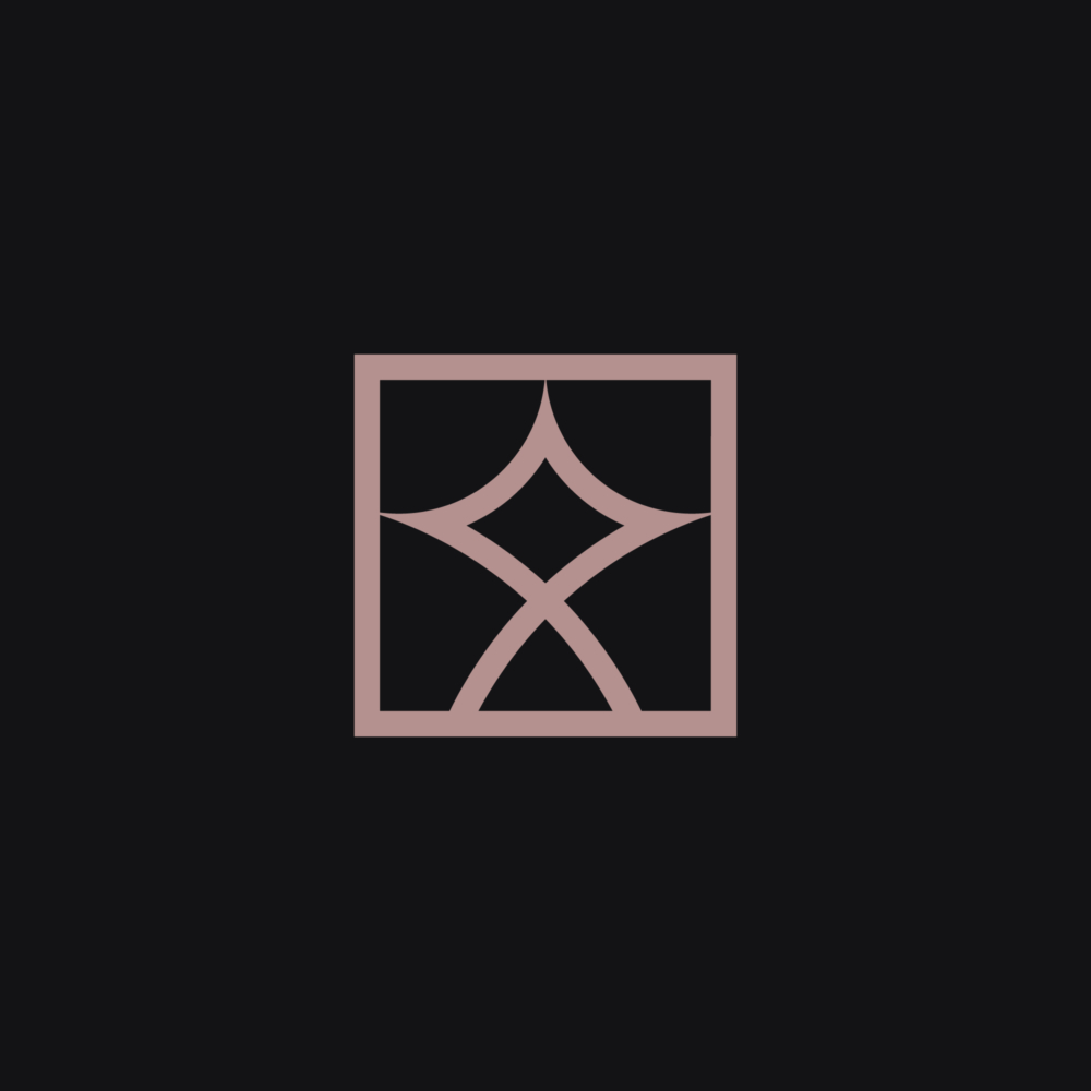 BLAQD brandmark in rose on midnight