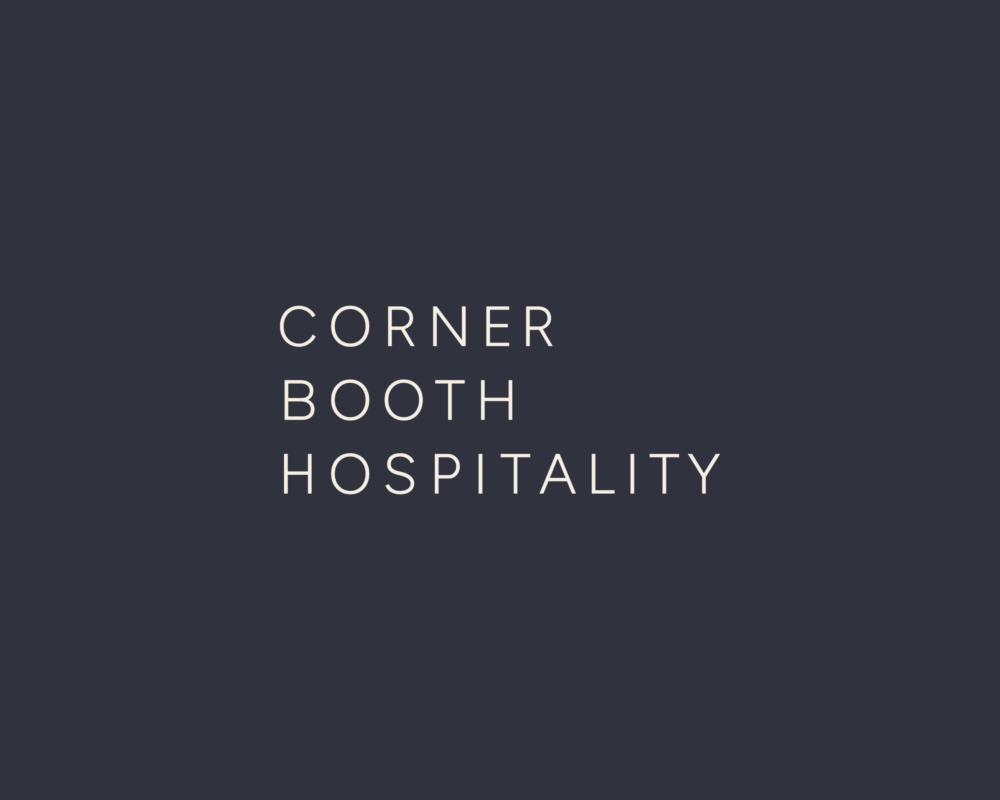 Corner Booth Hospitality stacked wordmark logo in light on dark
