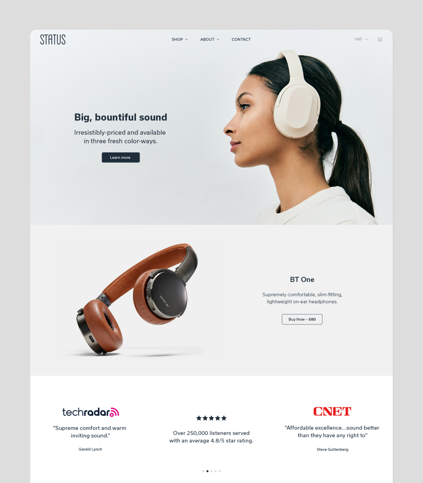 Screenshot of the status.co homepage design