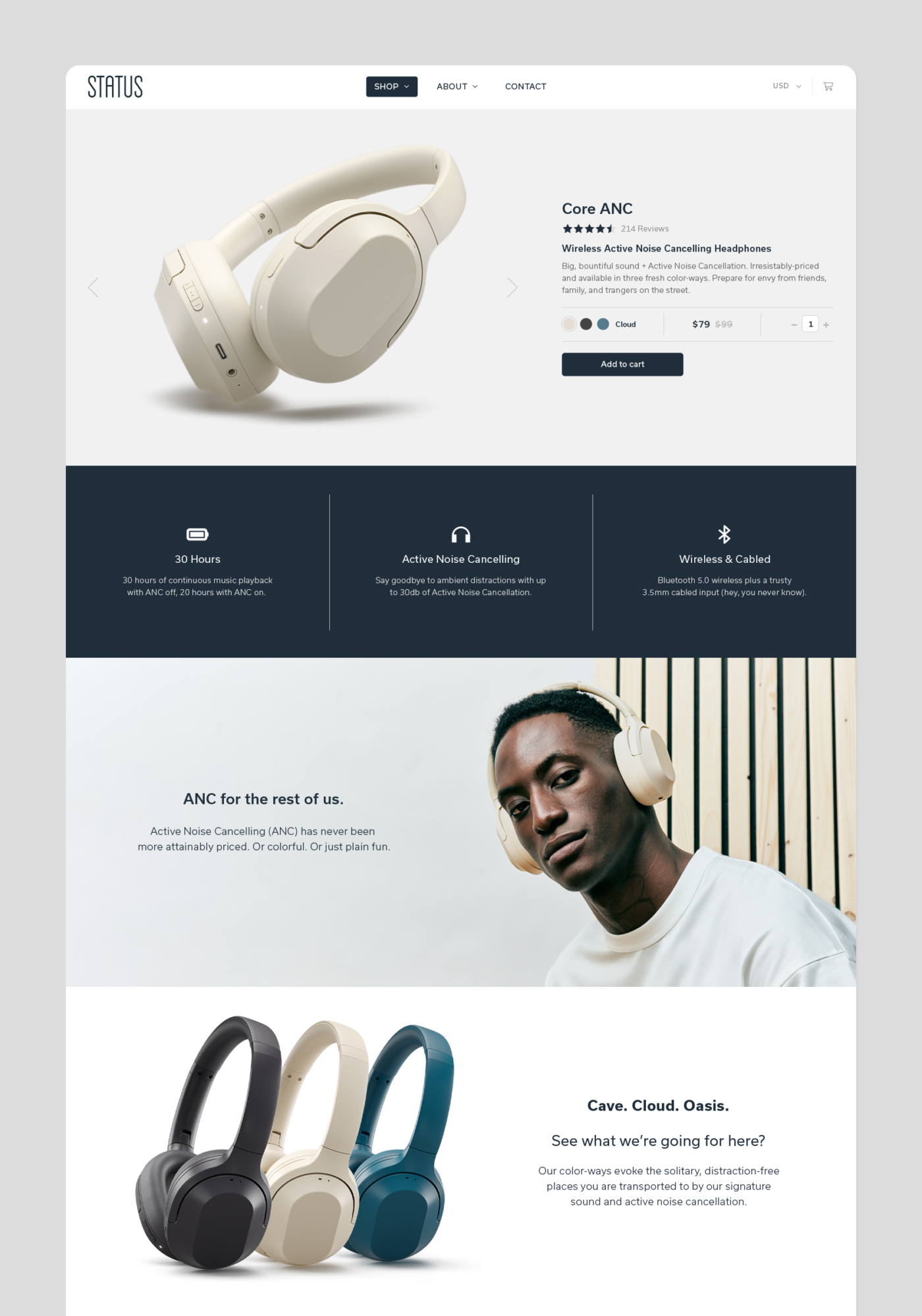 Screenshot of the status.co product display page design